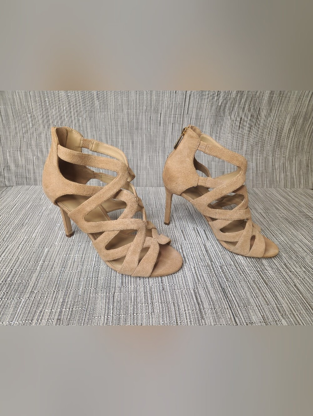 Michael Kors Women’s Annalee Tan Suede Strappy High Heel Sandals - US Women's 8